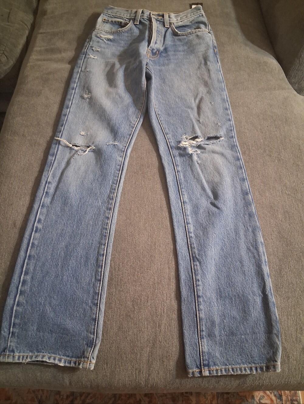 Carmar Light Blue Distressed Straight Leg Jeans